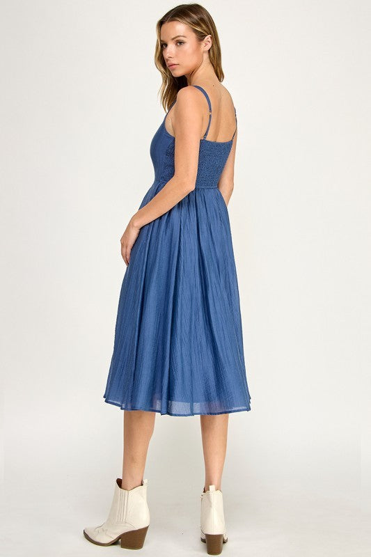 D5544 Square Neck Midi Dress