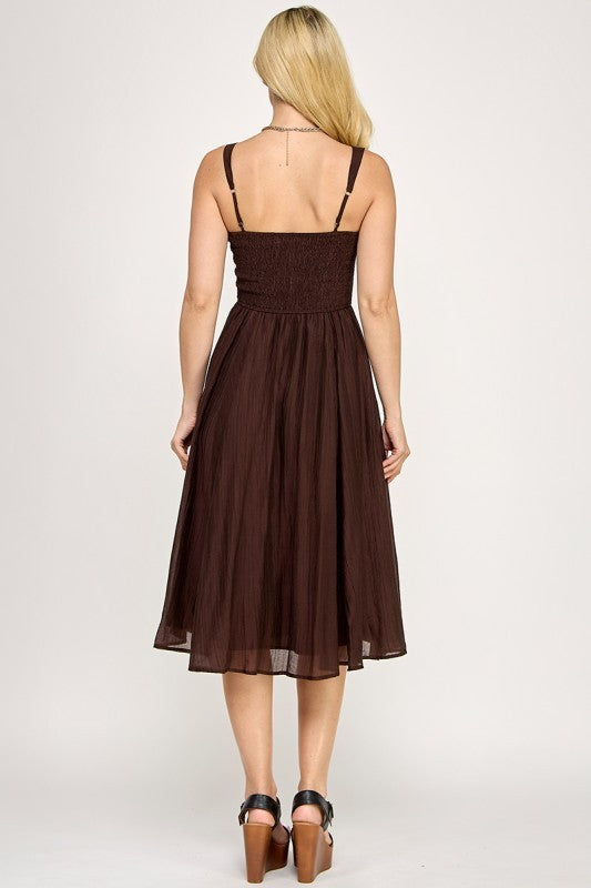 D5544 Square Neck Midi Dress