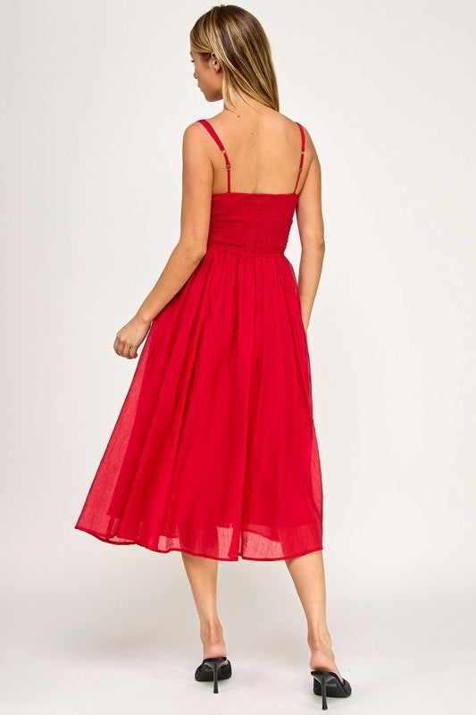 D5544 Square Neck Midi Dress
