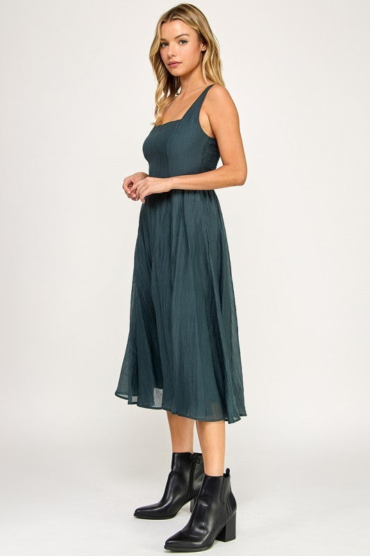 D5544 Square Neck Midi Dress