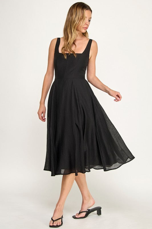 D5544 Square Neck Midi Dress