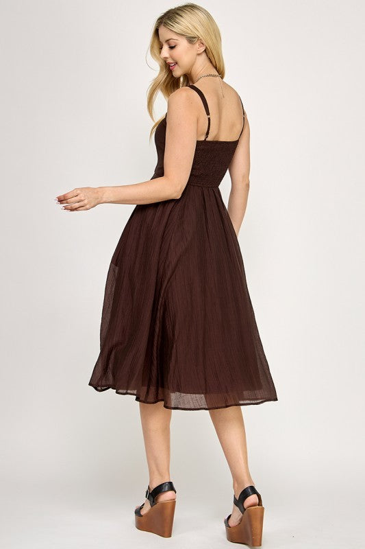 D5544 Square Neck Midi Dress