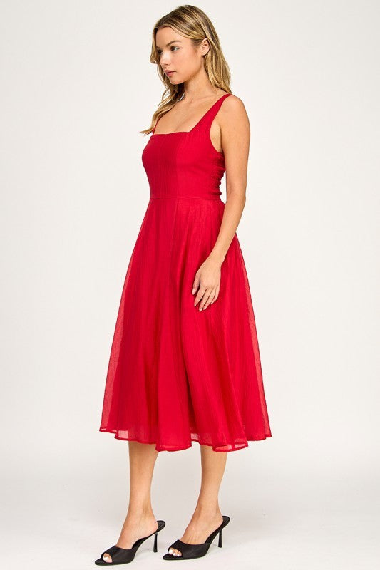 D5544 Square Neck Midi Dress