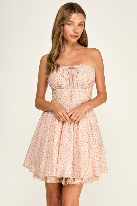 D5787 Floral Tube Mini Dress