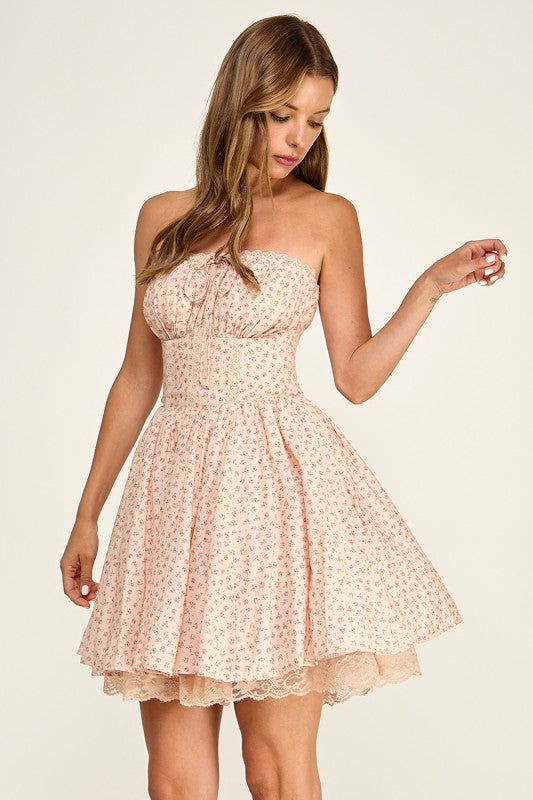 D5787 Floral Tube Mini Dress