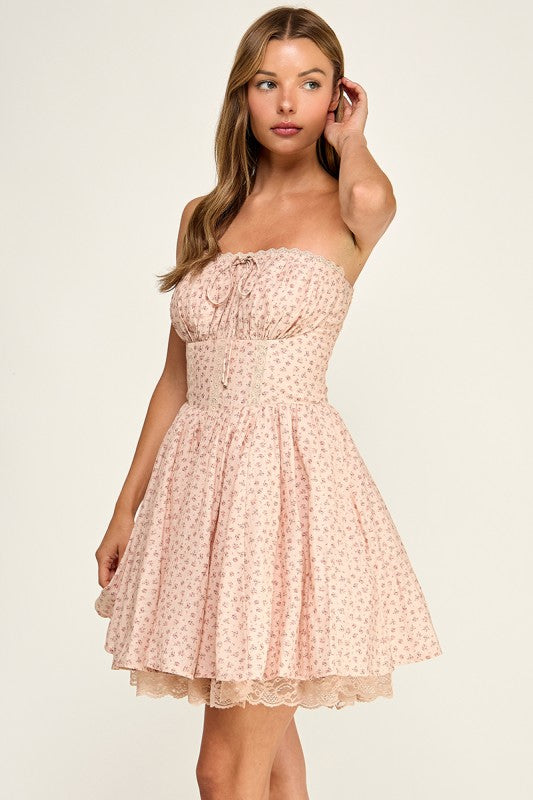 D5787 Floral Tube Mini Dress