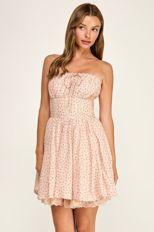 D5787 Floral Tube Mini Dress