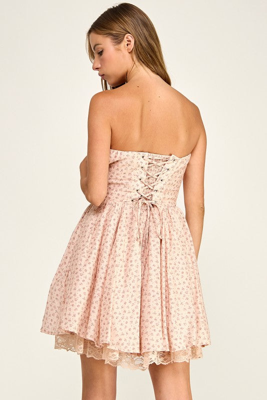 D5787 Floral Tube Mini Dress