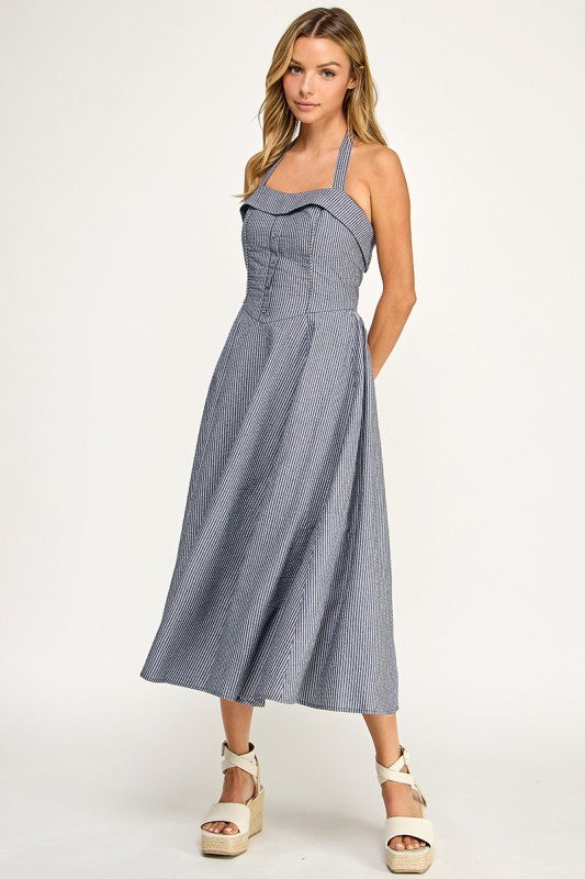 D5526-1 Tailored Texture Midi Dress