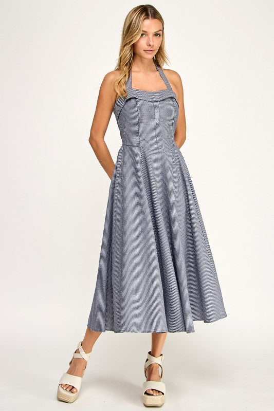 D5526-1 Tailored Texture Midi Dress