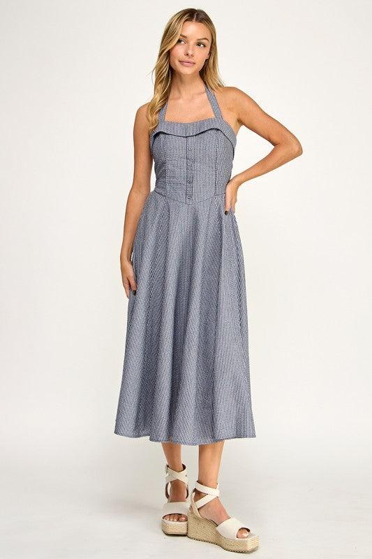 D5526-1 Tailored Texture Midi Dress