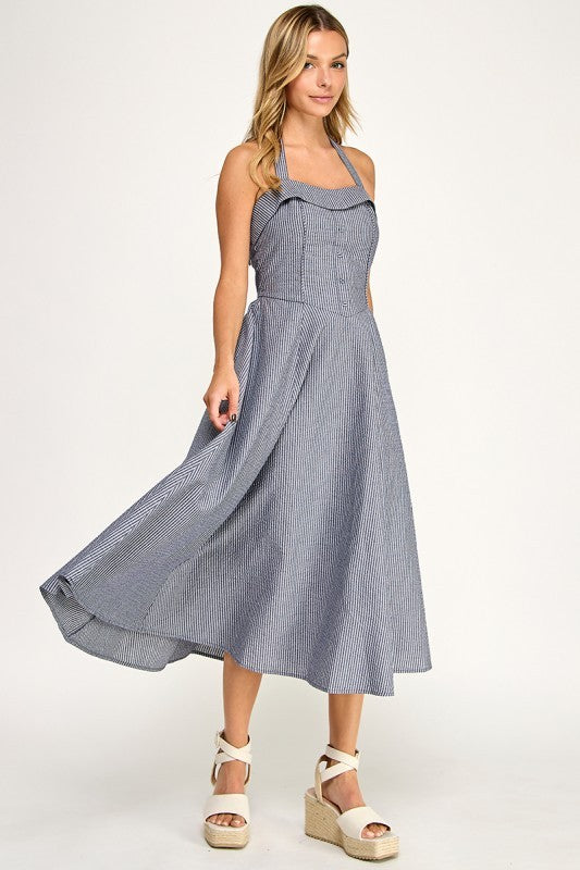 D5526-1 Tailored Texture Midi Dress
