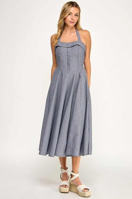 D5526-1 Tailored Texture Midi Dress