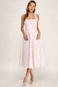 D5789-1 Floral Print Halter Neck Midi Dress