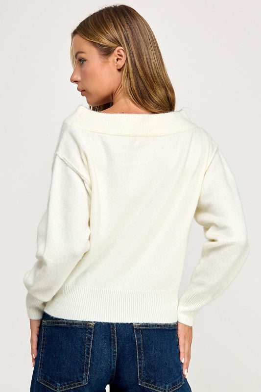 SW5614 Cozy Off-Shoulder Knit Sweater