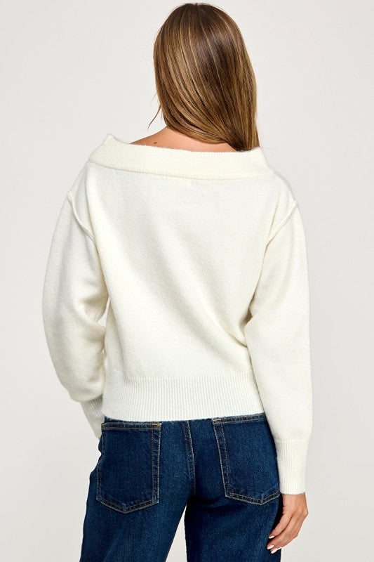 SW5614 Cozy Off-Shoulder Knit Sweater