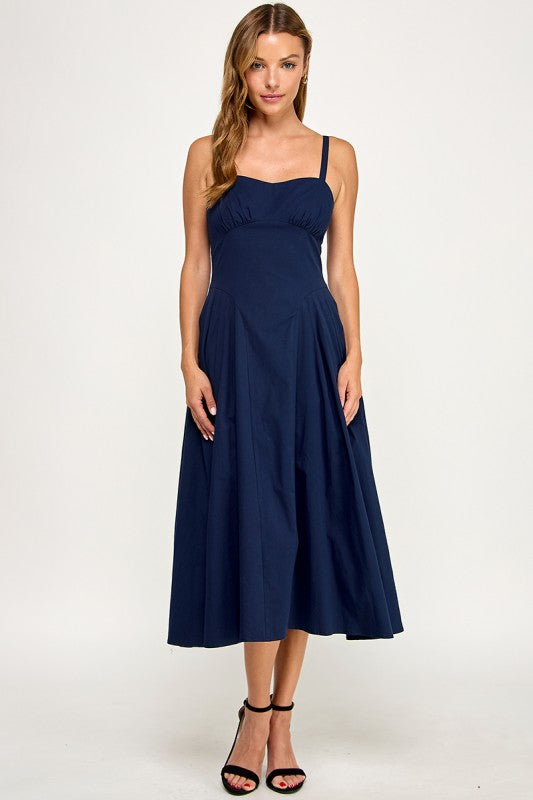 D5590 Structured Fit & Flare Midi Dress