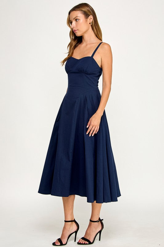 D5590 Structured Fit & Flare Midi Dress