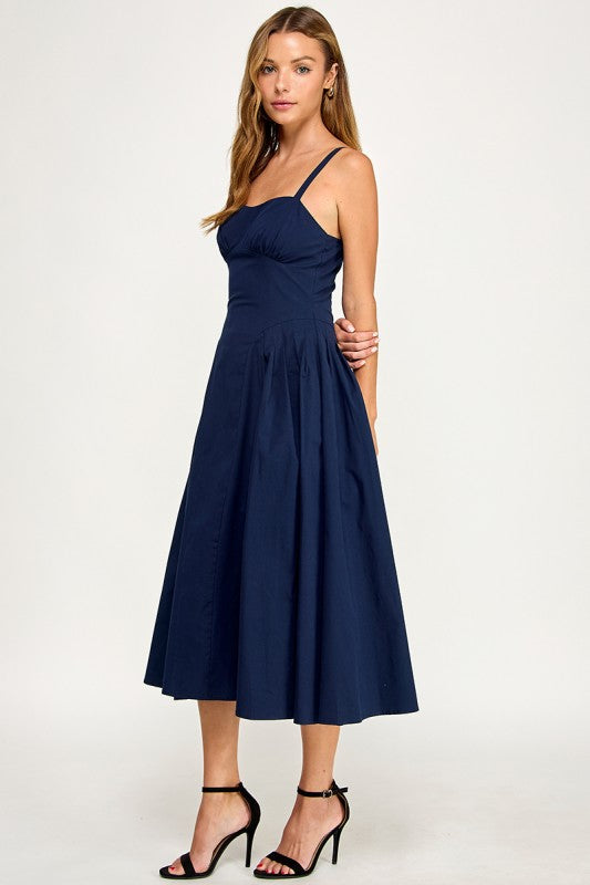 D5590 Structured Fit & Flare Midi Dress