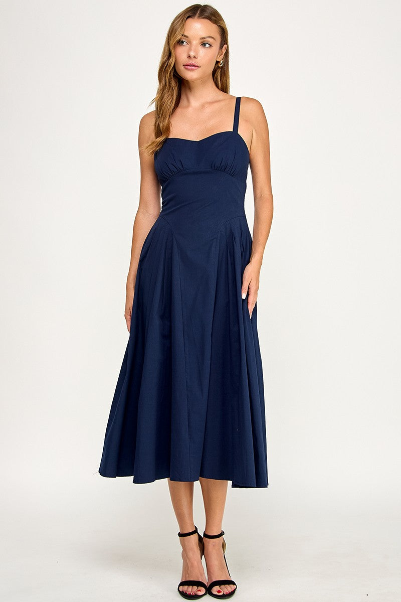 D5590 Structured Fit & Flare Midi Dress