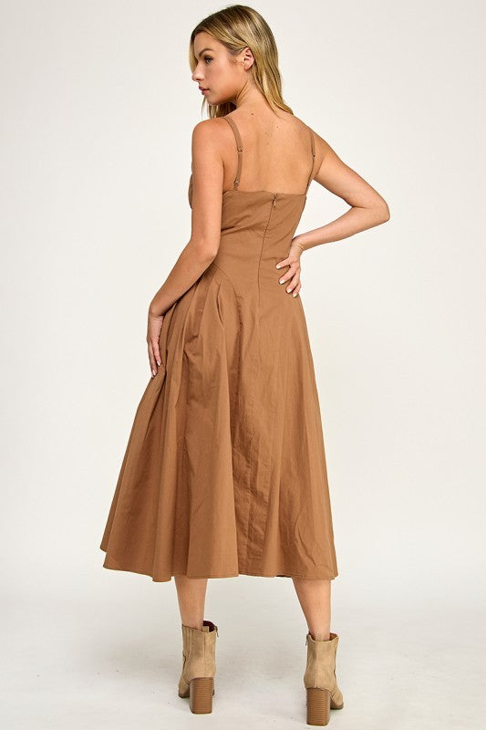 D5590 Structured Fit & Flare Midi Dress