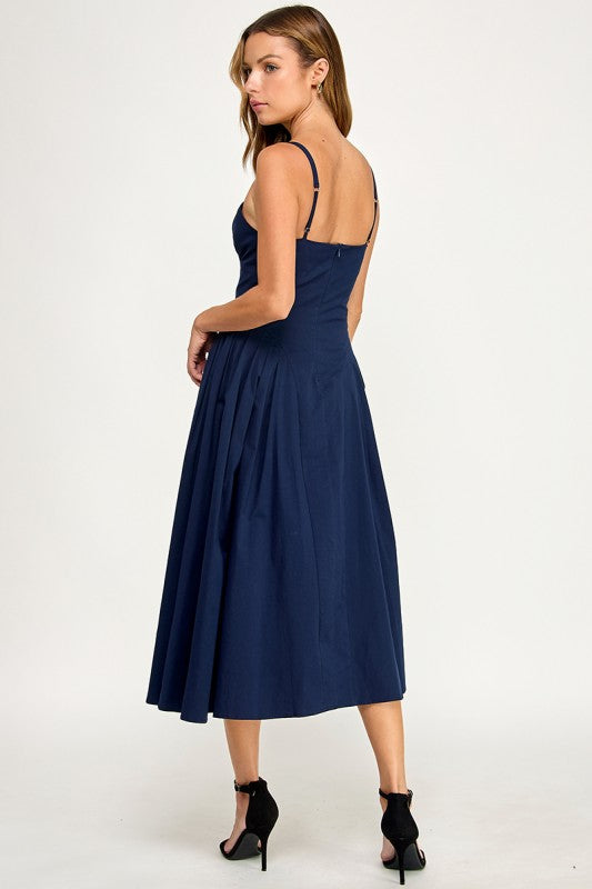 D5590 Structured Fit & Flare Midi Dress