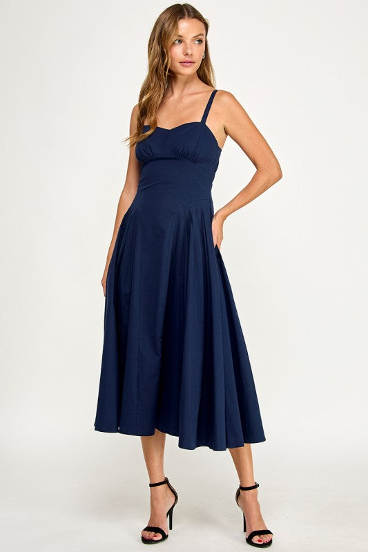 D5590 Structured Fit & Flare Midi Dress