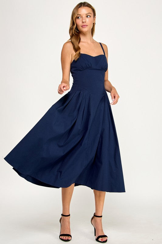 D5590 Structured Fit & Flare Midi Dress