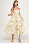 D5776-1 Blush Floral Sweetheart Fit & Flare Midi Dress