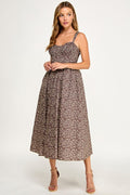 D5900 Blush Floral Sweetheart Fit & Flare Midi Dress