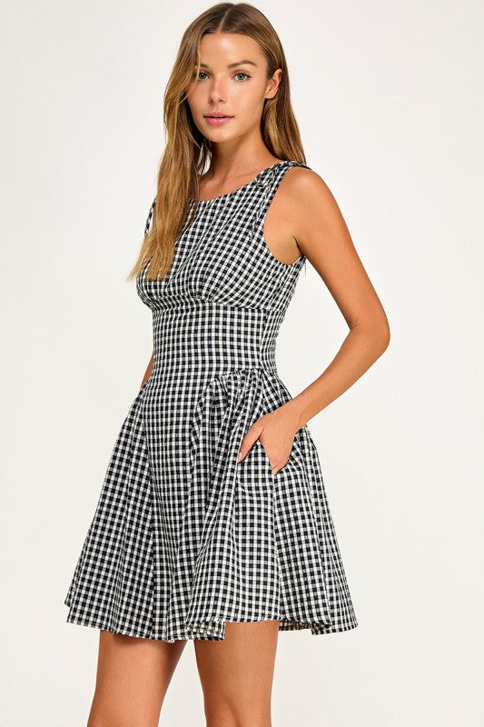 D5839-1 Gingham mini dress