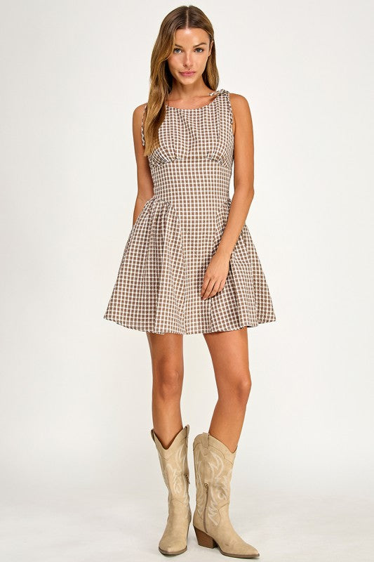 D5839-1 Gingham mini dress