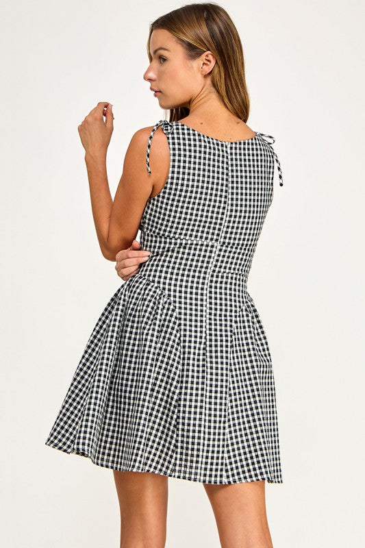 D5839-1 Gingham mini dress