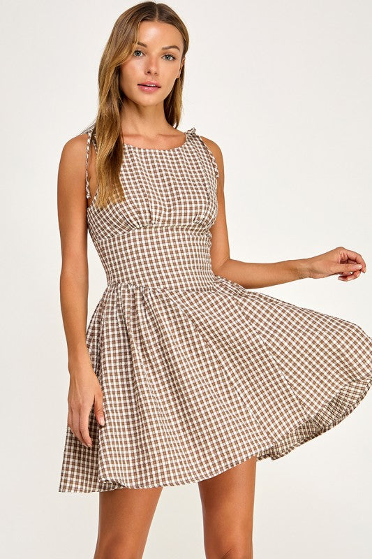 D5839-1 Gingham mini dress