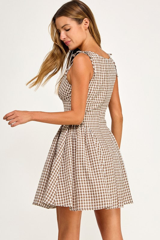 D5839-1 Gingham mini dress