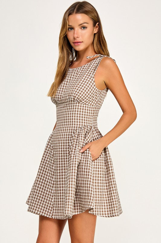D5839-1 Gingham mini dress