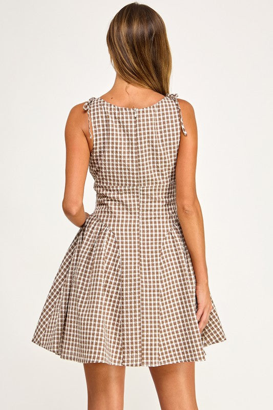 D5839-1 Gingham mini dress