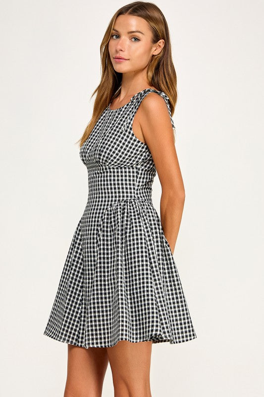 D5839-1 Gingham mini dress