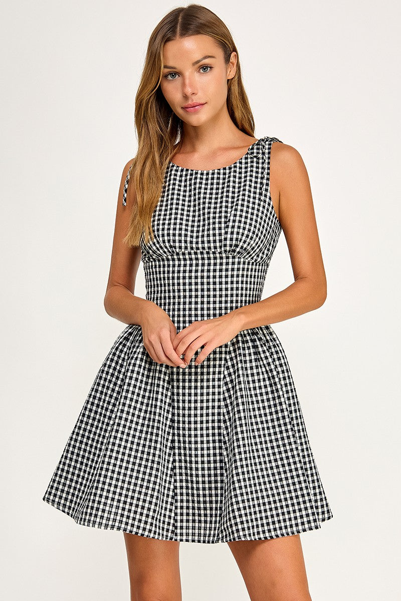 D5839-1 Gingham mini dress