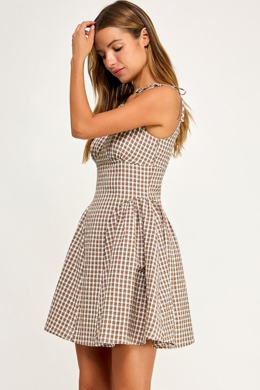 D5839-1 Gingham mini dress