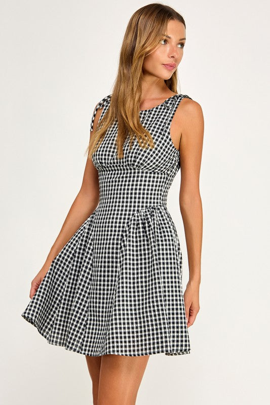 D5839-1 Gingham mini dress