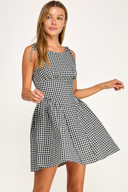 D5839-1 Gingham mini dress