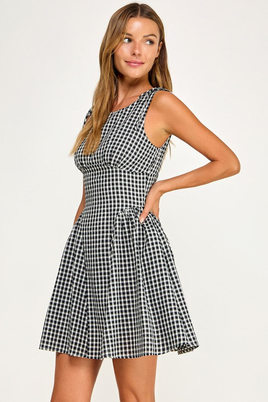 D5839-1 Gingham mini dress