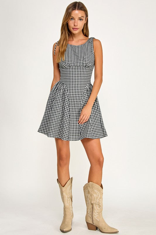 D5839-1 Gingham mini dress