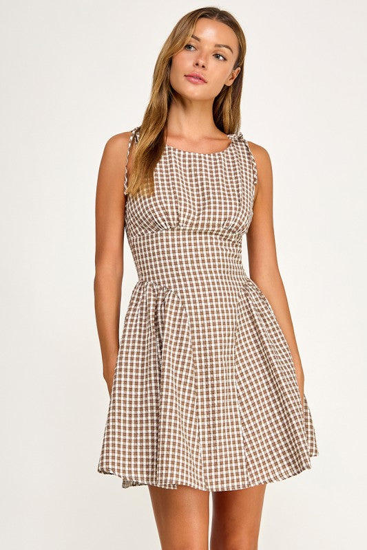 D5839-1 Gingham mini dress