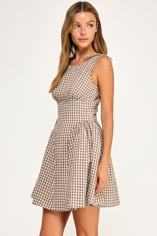 D5839-1 Gingham mini dress