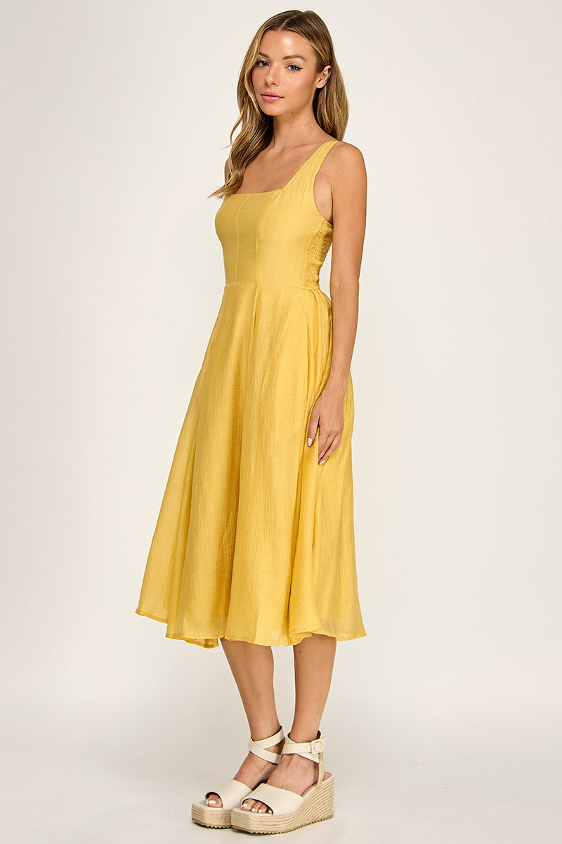 D5544 Square Neck Midi Dress