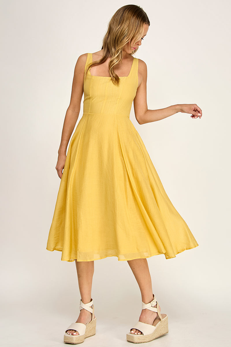 D5544 Square Neck Midi Dress