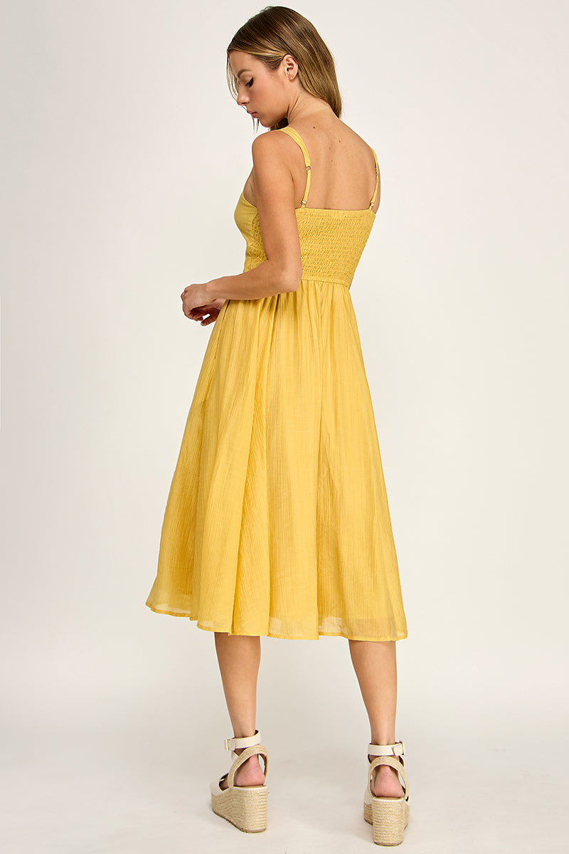 D5544 Square Neck Midi Dress