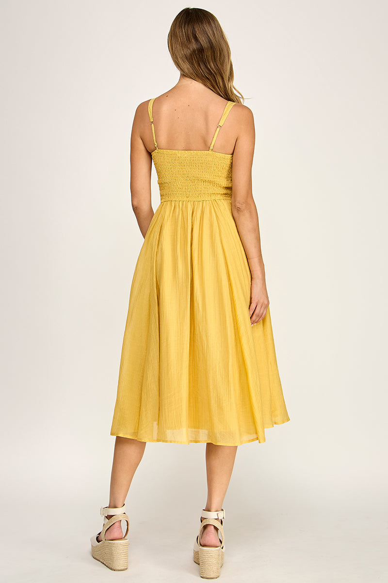D5544 Square Neck Midi Dress